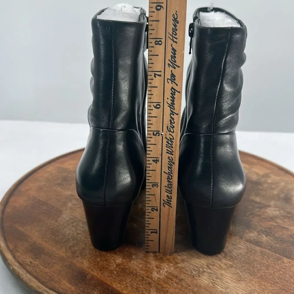 David Tate Boots Wm 11M Kona Black Lamb Pull On Block Heel Slouch Dress